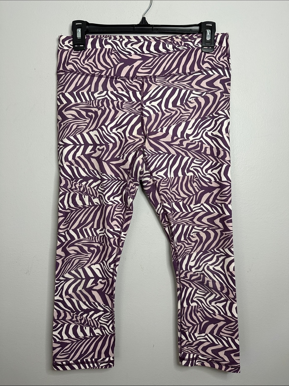 Fabletics Purple and White Zebra Print Crapi Leggings size M